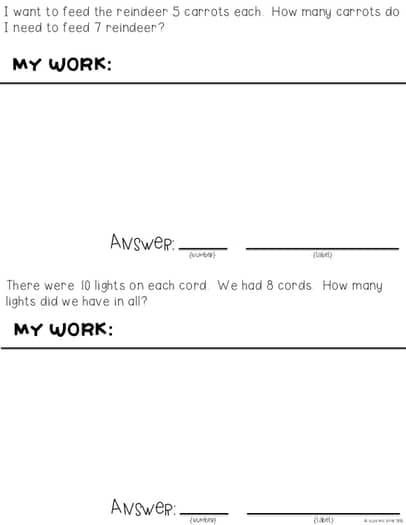 Math Masters: Christmas 2nd grade math word problems including 2 step