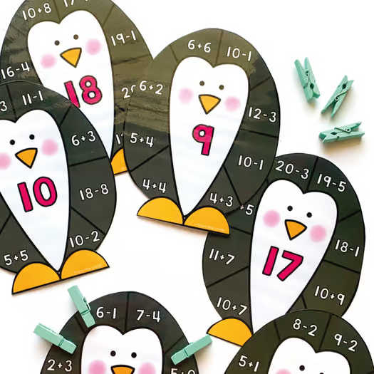 Penguin Math Center: Addition and Subtraction Facts to 20
