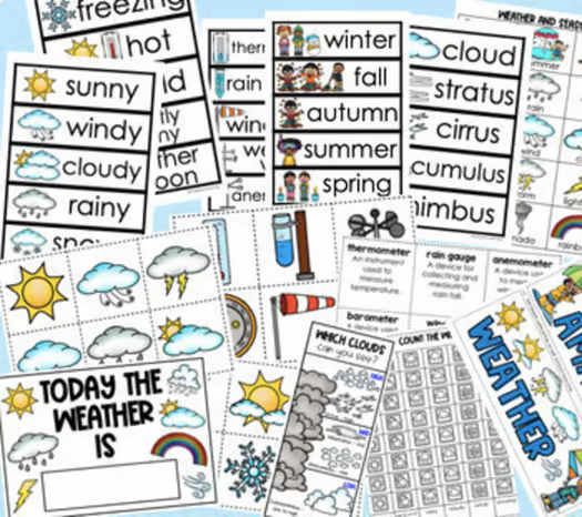 Seasons & Weather Science Unit Worksheets & Activities Kindergarten & 1st Grade