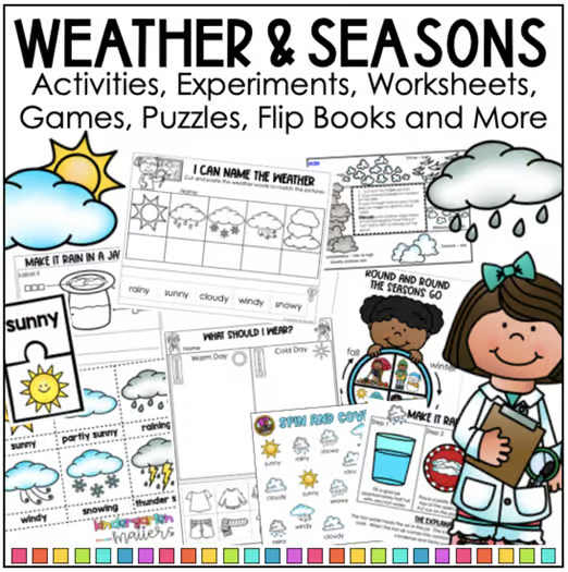 Seasons & Weather Science Unit Worksheets & Activities Kindergarten & 1st Grade