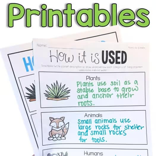 Rocks, Soil, Bodies of Water & Conservation- 1st Grade Earth Science Activities