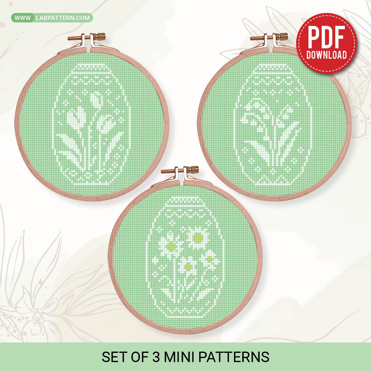 Easter Eggs Cross Stitch Pattern PDF Set 3 – Bundle Spring Egg