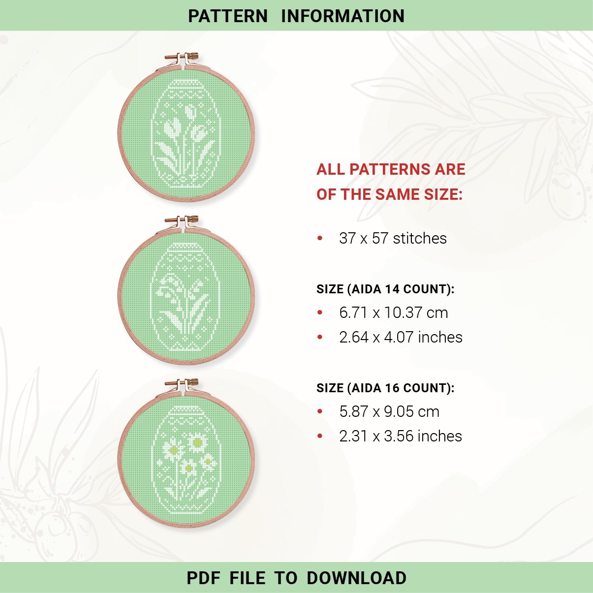Easter Eggs Cross Stitch Pattern PDF Set 3 – Bundle Spring Egg