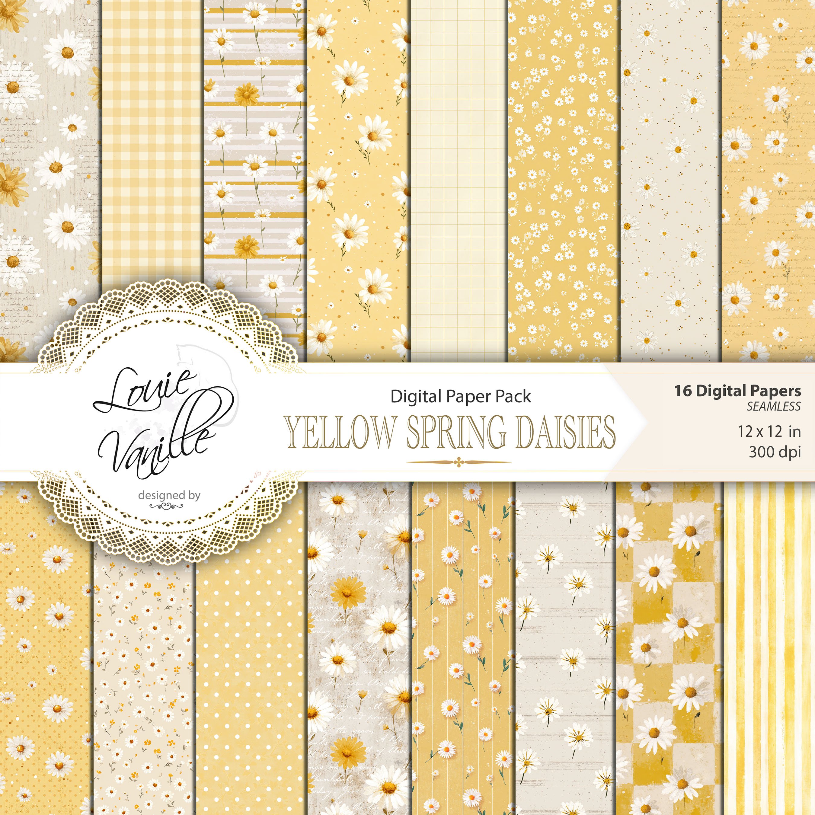Yellow Spring Daisies Digital Paper - Payhip