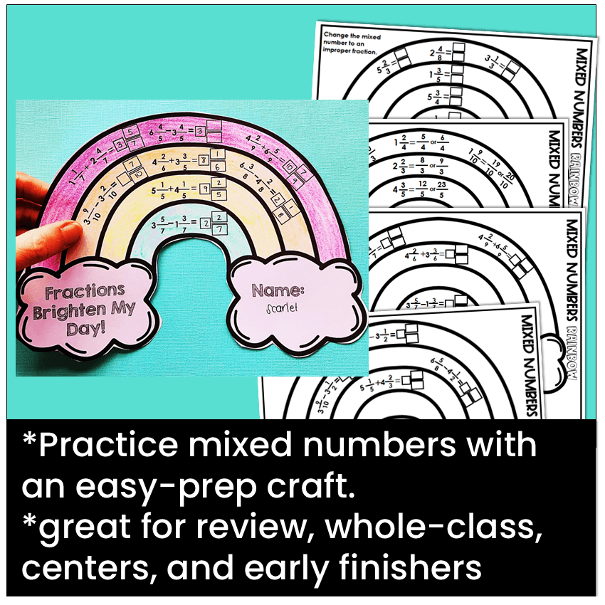 Practice mixed numbers with an easy-prep craft.