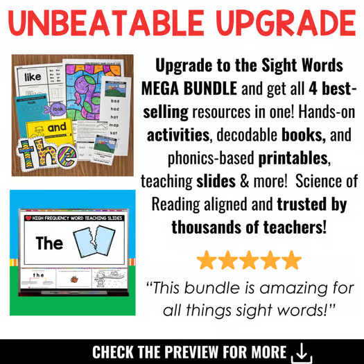 Sight Words Kindergarten Worksheets Practice, Activities, Books, First Grade 1st