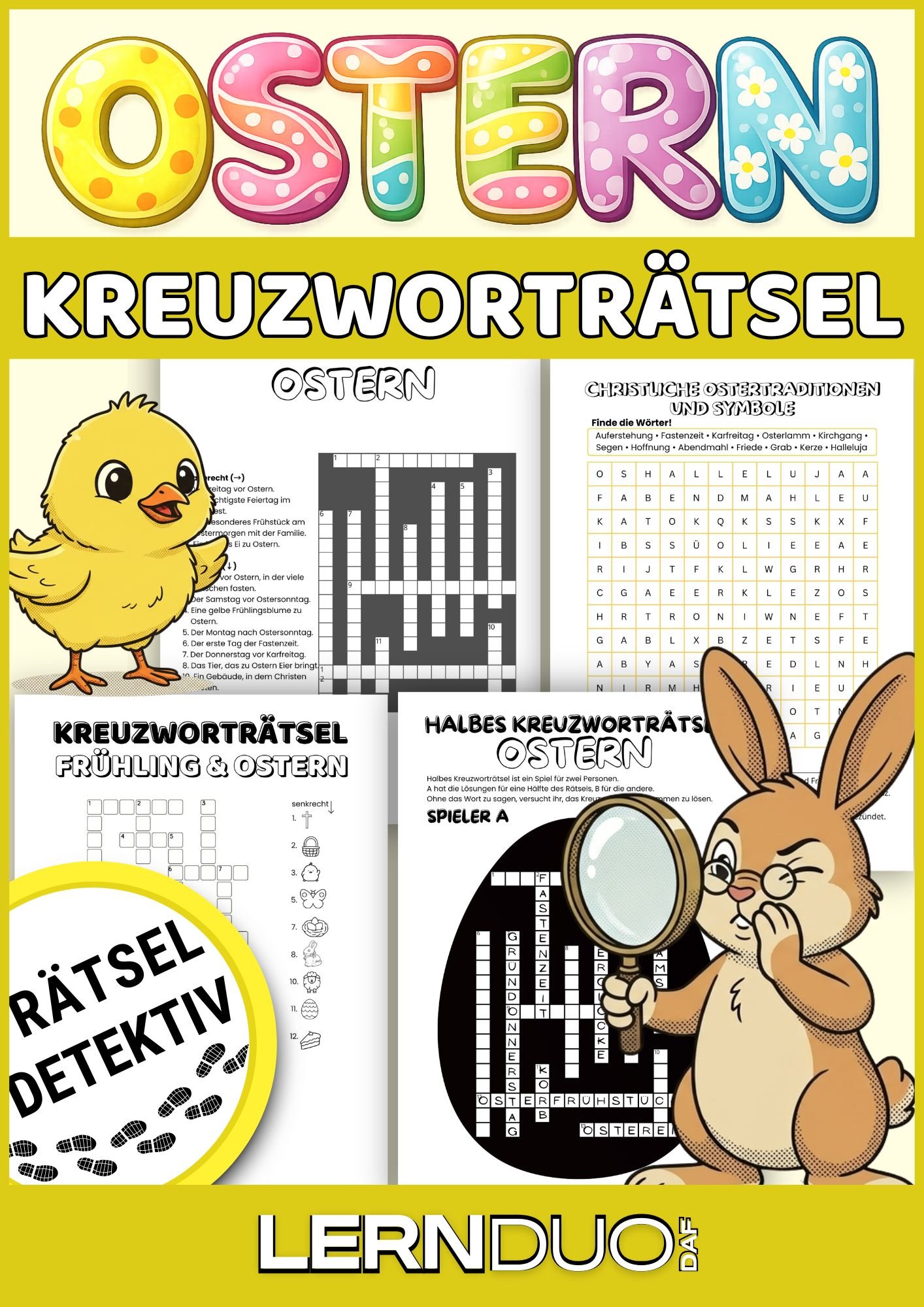 Ostern im Deutschunterricht – Kreuzworträtsel, Wortsuche & Rätsel für