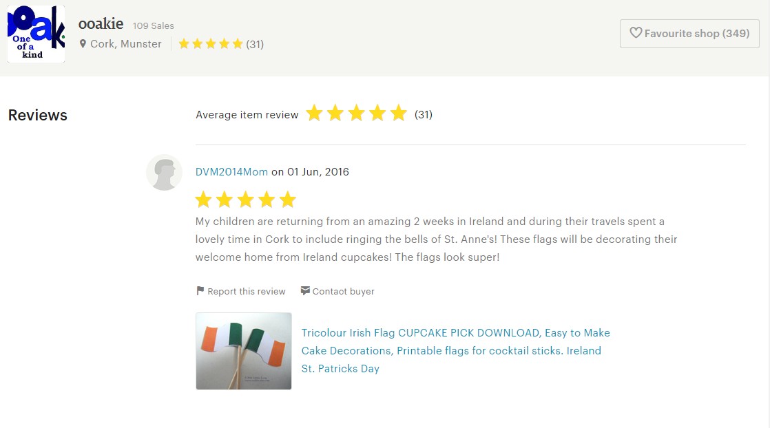 Printable Irish Flag 5 star Etsy Review
