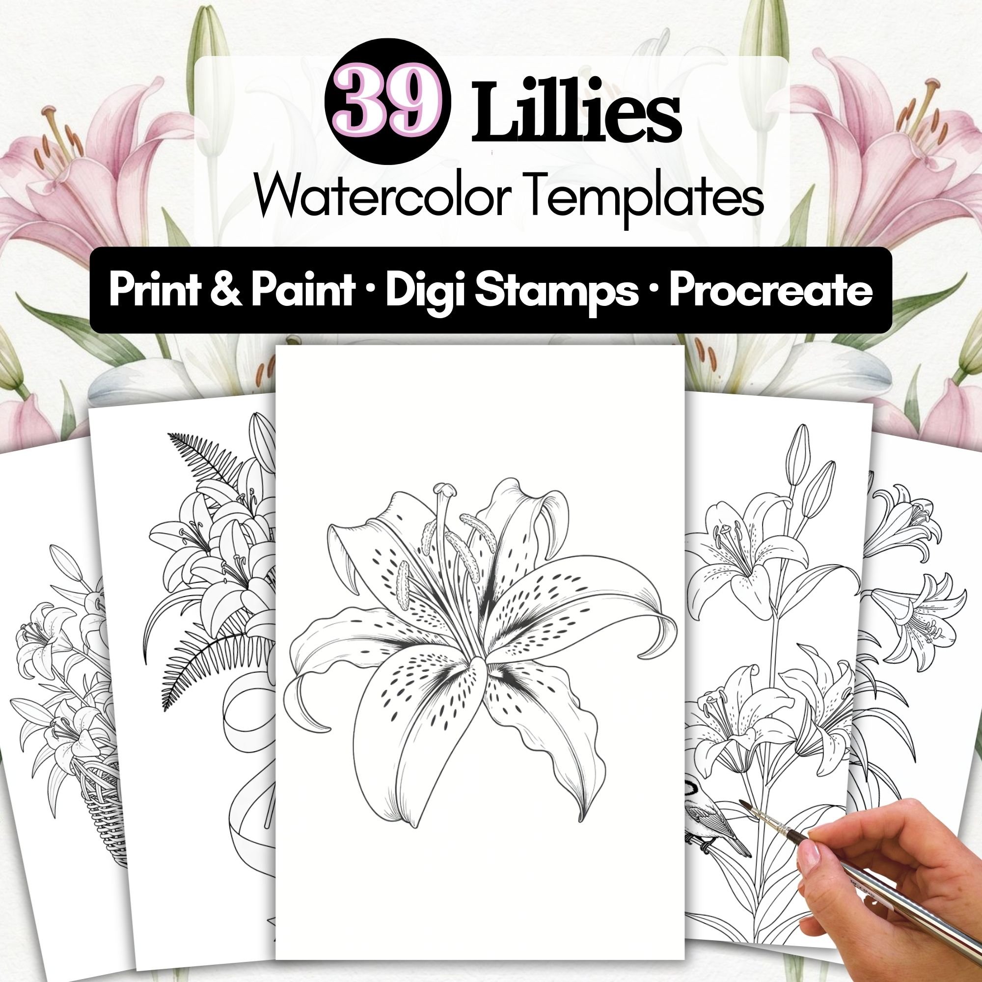 Lily Watercolour Templates