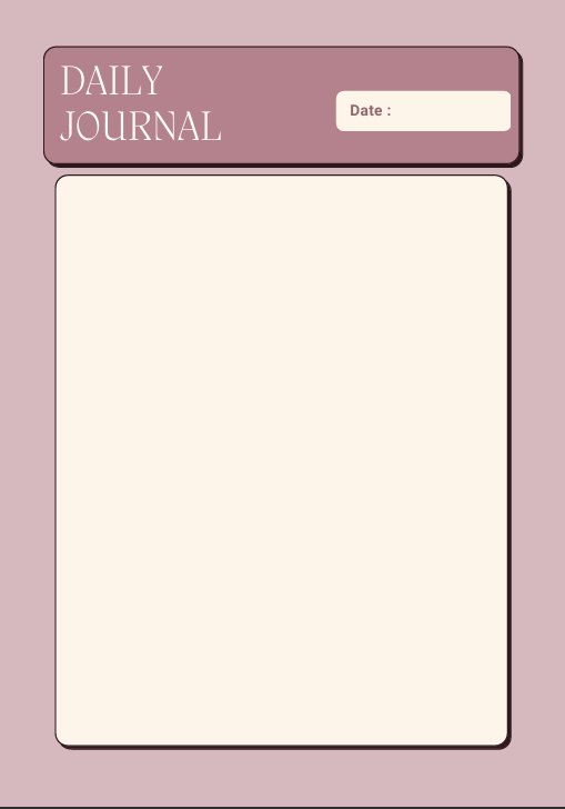"Daily journal page from purple planner with space for date and free writing – soft, gentle layout for thoughts and reflection."