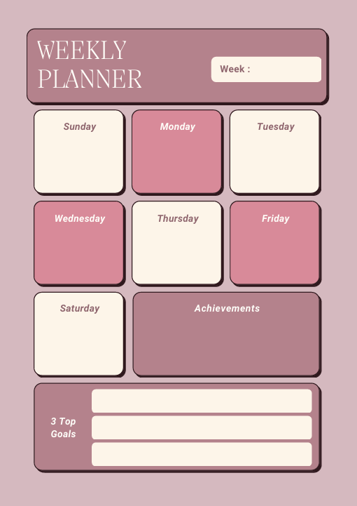 "Goals page from purple planner with space for three top priorities – simple, focused, pressure-free design."