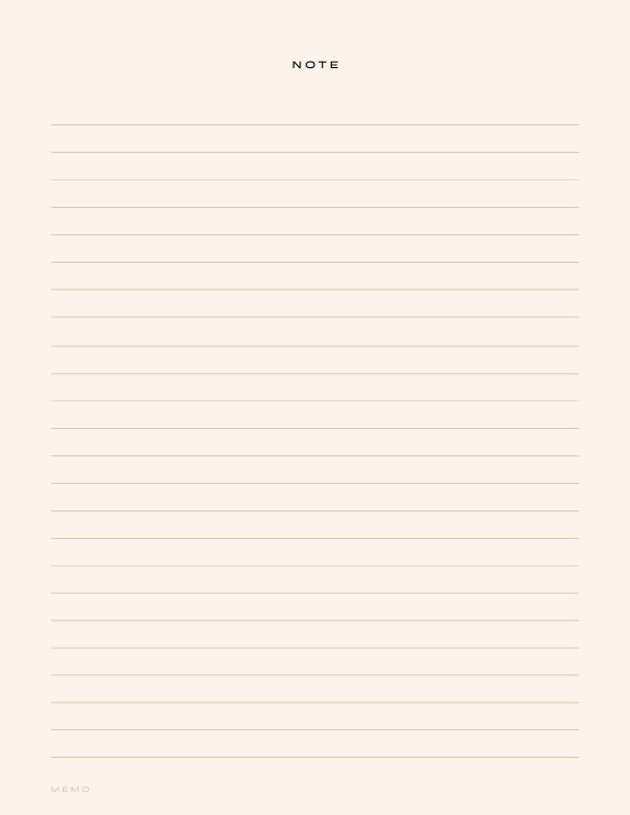 "Notes page from black elegant planner with numbered lines for thoughts, ideas, or reflections – clean and versatile."