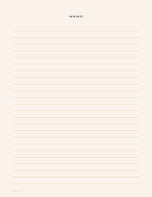 "Memo page with header MEMO – soft, minimalist space for ideas, reminders, or little thoughts."