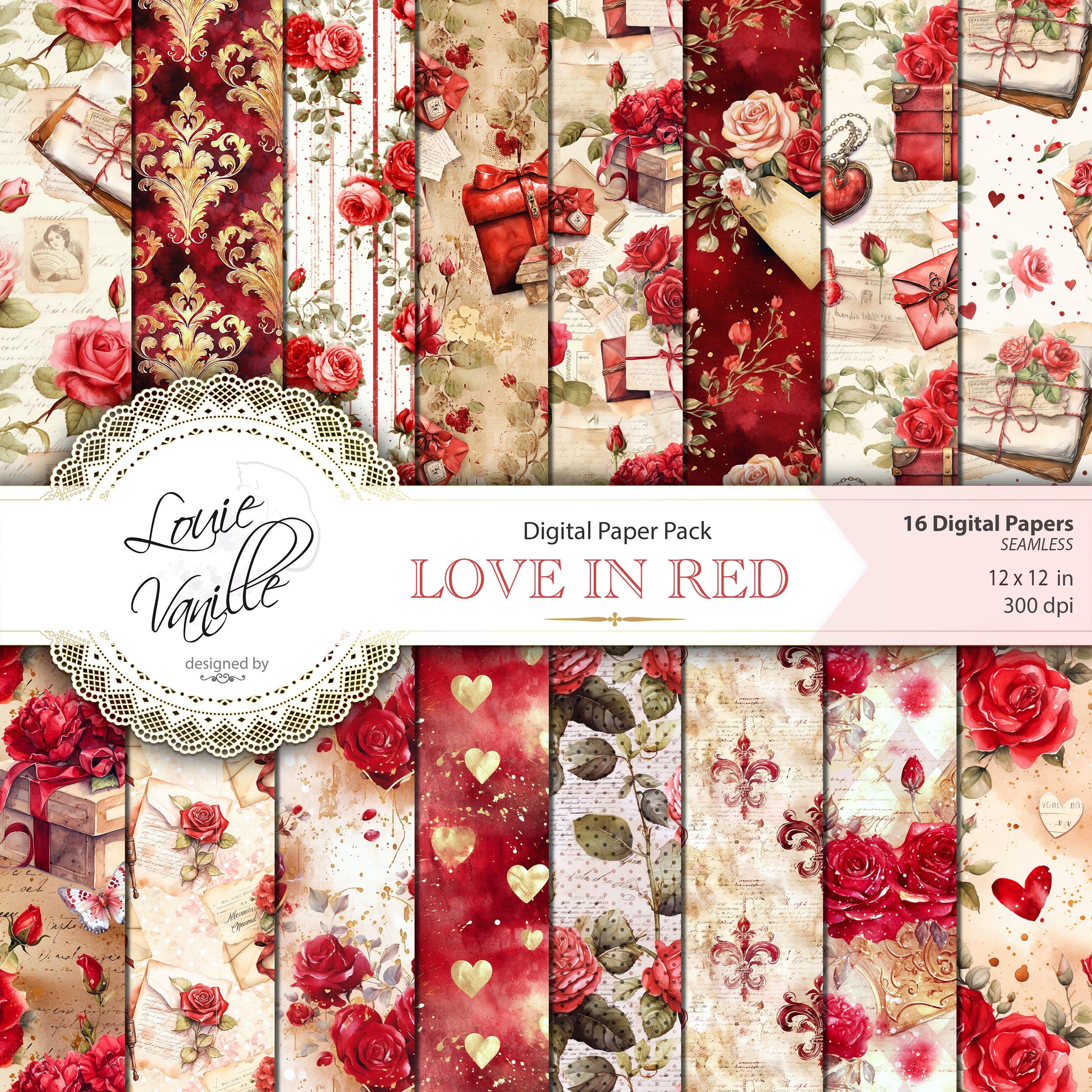 Love in Red Digital Paper - Payhip