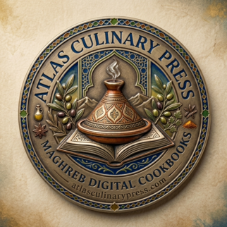 Logo of Atlas Culinary Press, a digital brand specializing in Moroccan cookbooks and interactive meal planners, inspired by the rich culinary traditions of Morocco.