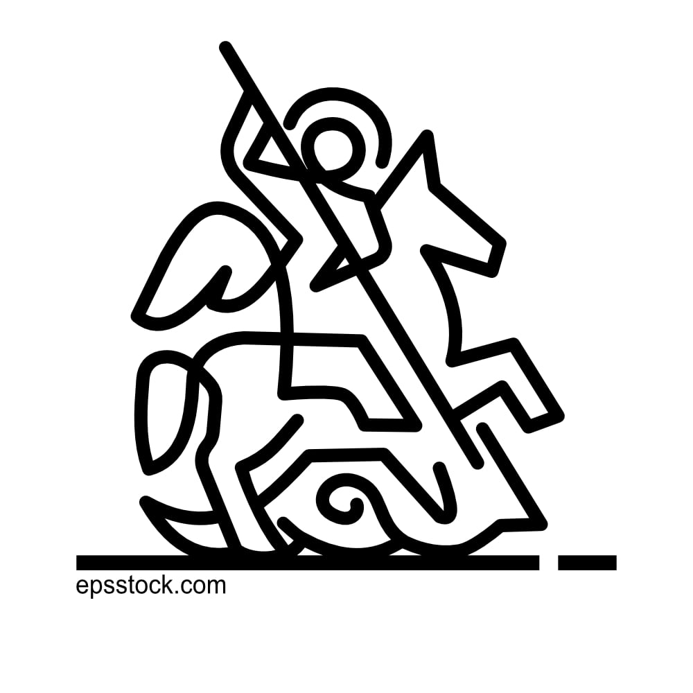 Saint George on horseback destroys the dragon