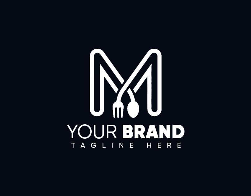 Minimalist-restaurant-M-Lettering-Logo-Design-Tamplate