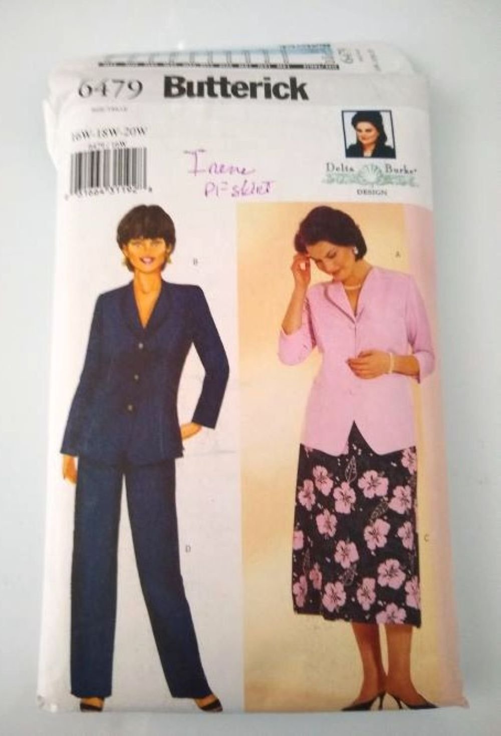Butterick 6479 Sewing Pattern Plus Size 16W–20W | Delta Burke Top Skirt ...