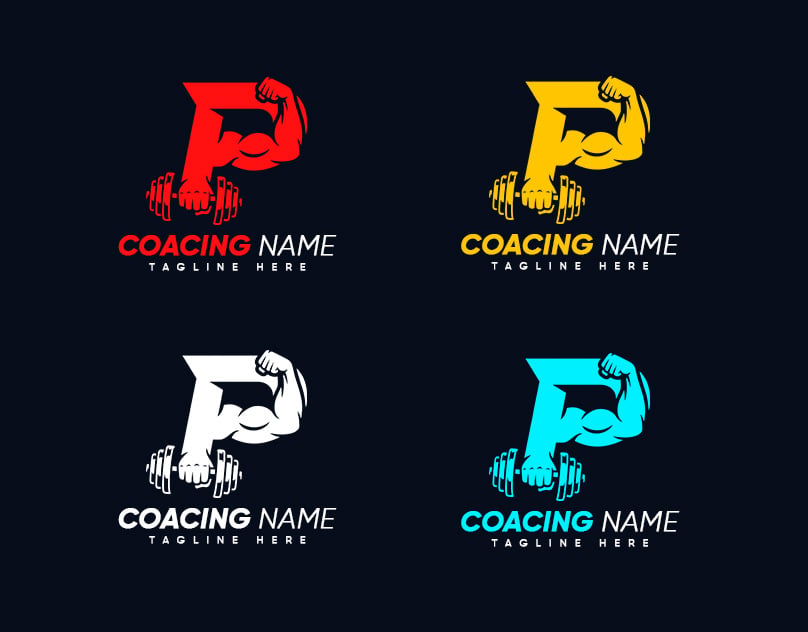 fitness Gym brand P Lettering Logo Tamplate