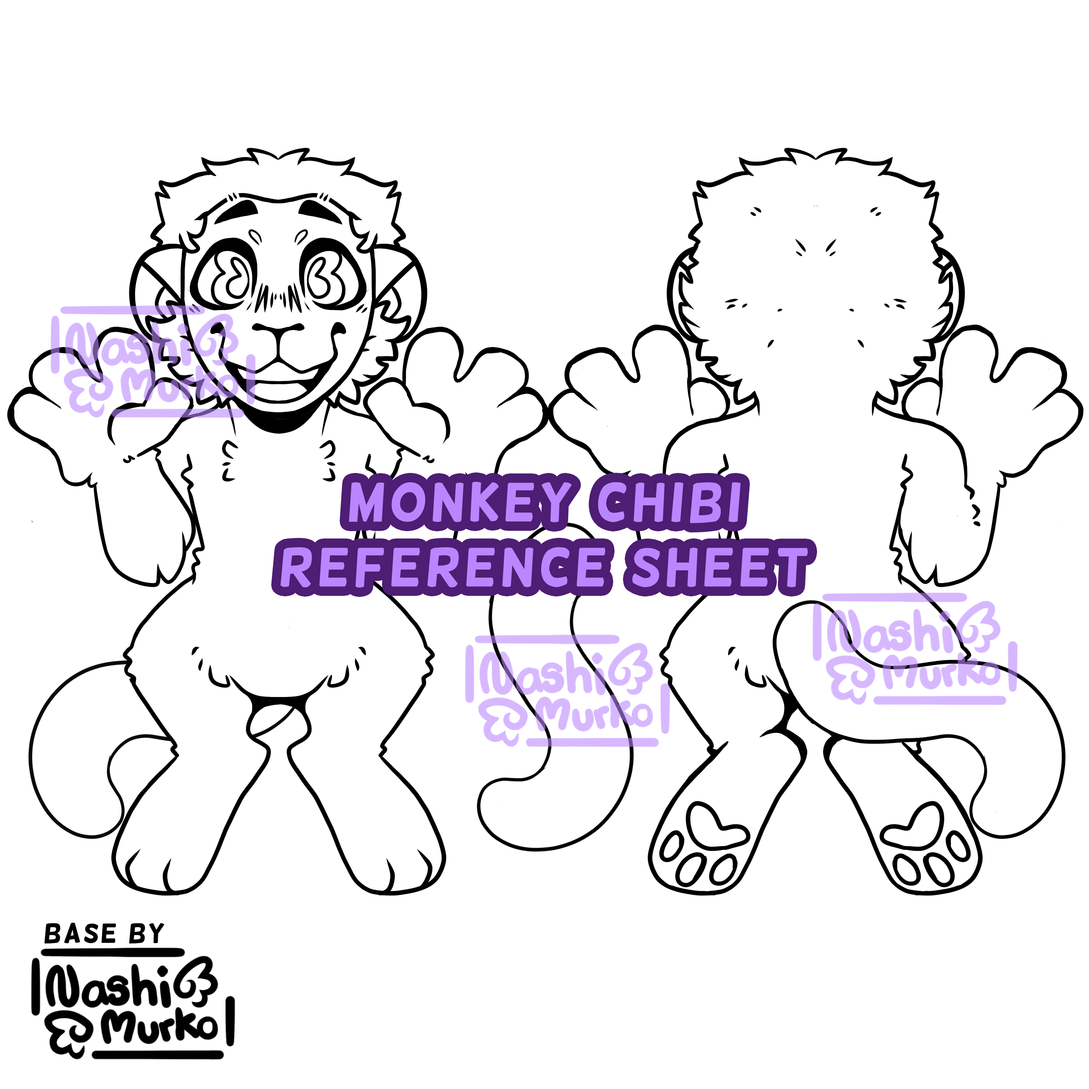 Monkey 2 Sided Chibi Fursona Base - Payhip
