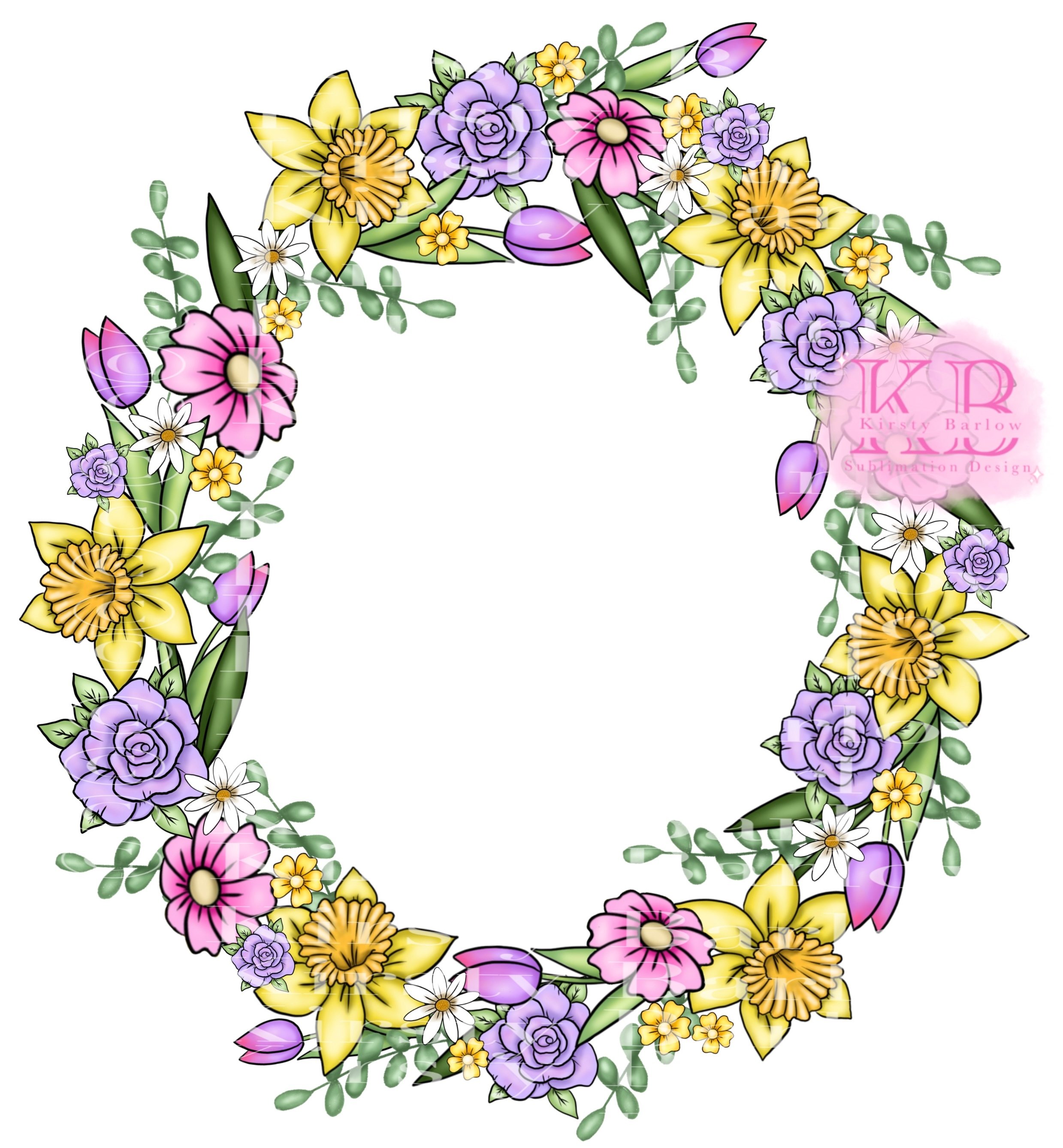 Floral spring flowers wreath - Payhip