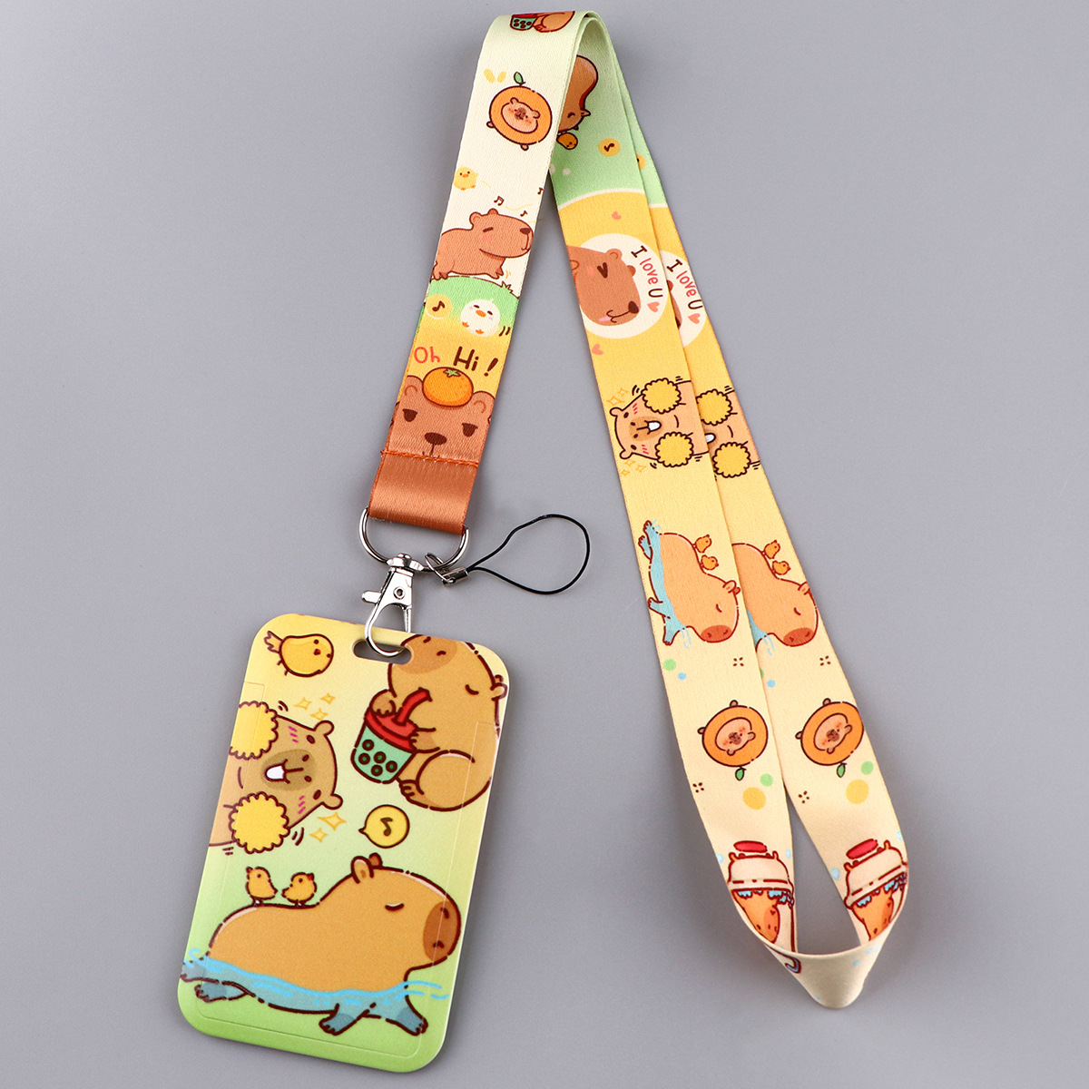 Cute animal lanyard with detachable clip and cord loop