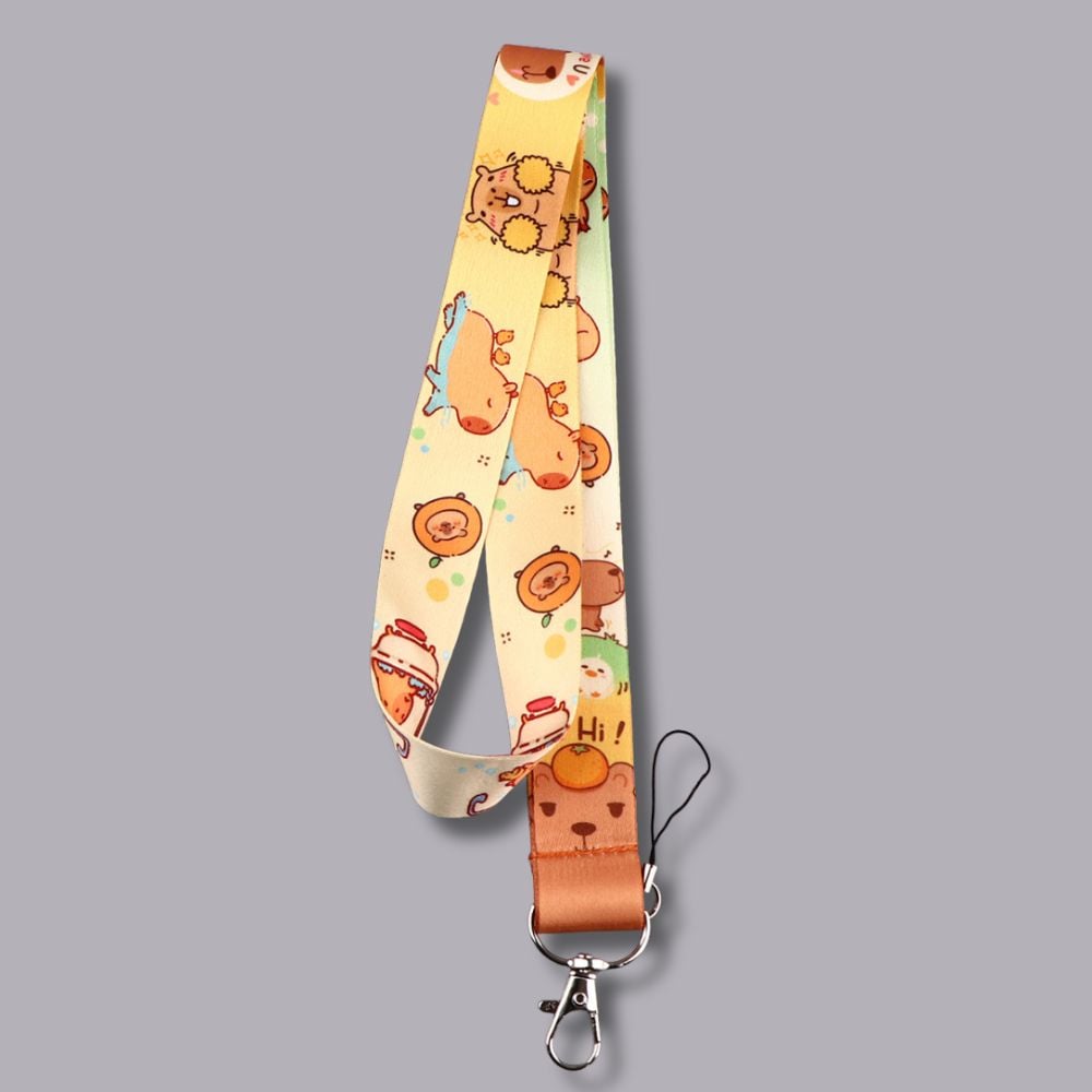 Capybara themed lanyard set with plastic card holder