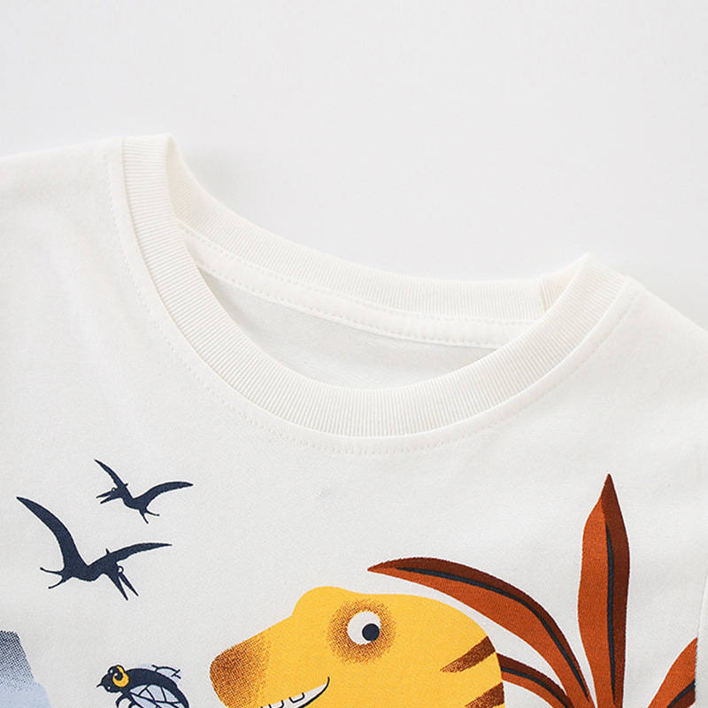 Breathable cotton children’s dinosaur shirt and shorts set
