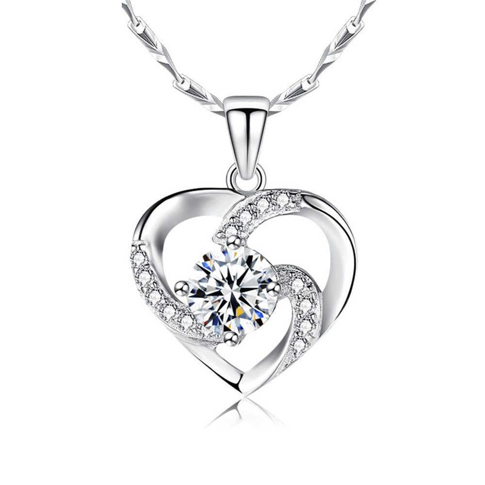 Romantic love necklace with sparkling diamond design