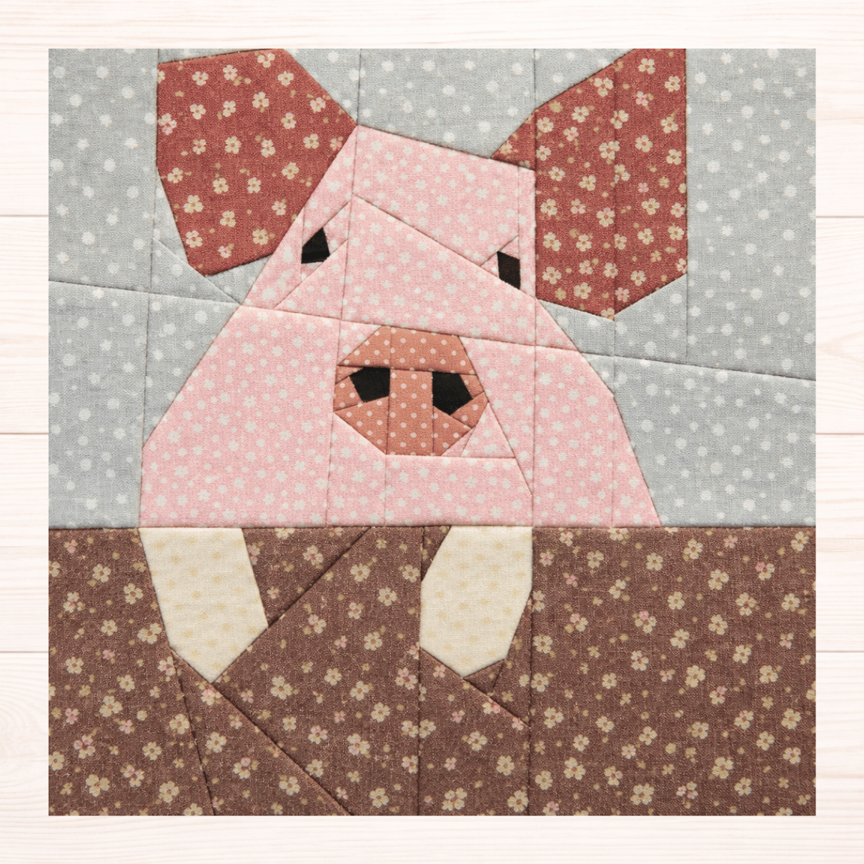 Pig Quilt Block FPP Pattern – Farm Animal Paper Piecing Template for ...