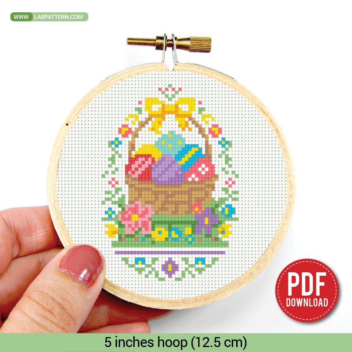 Easter Basket Cross Stitch Pattern, Floral Eggs Design, Spring ...