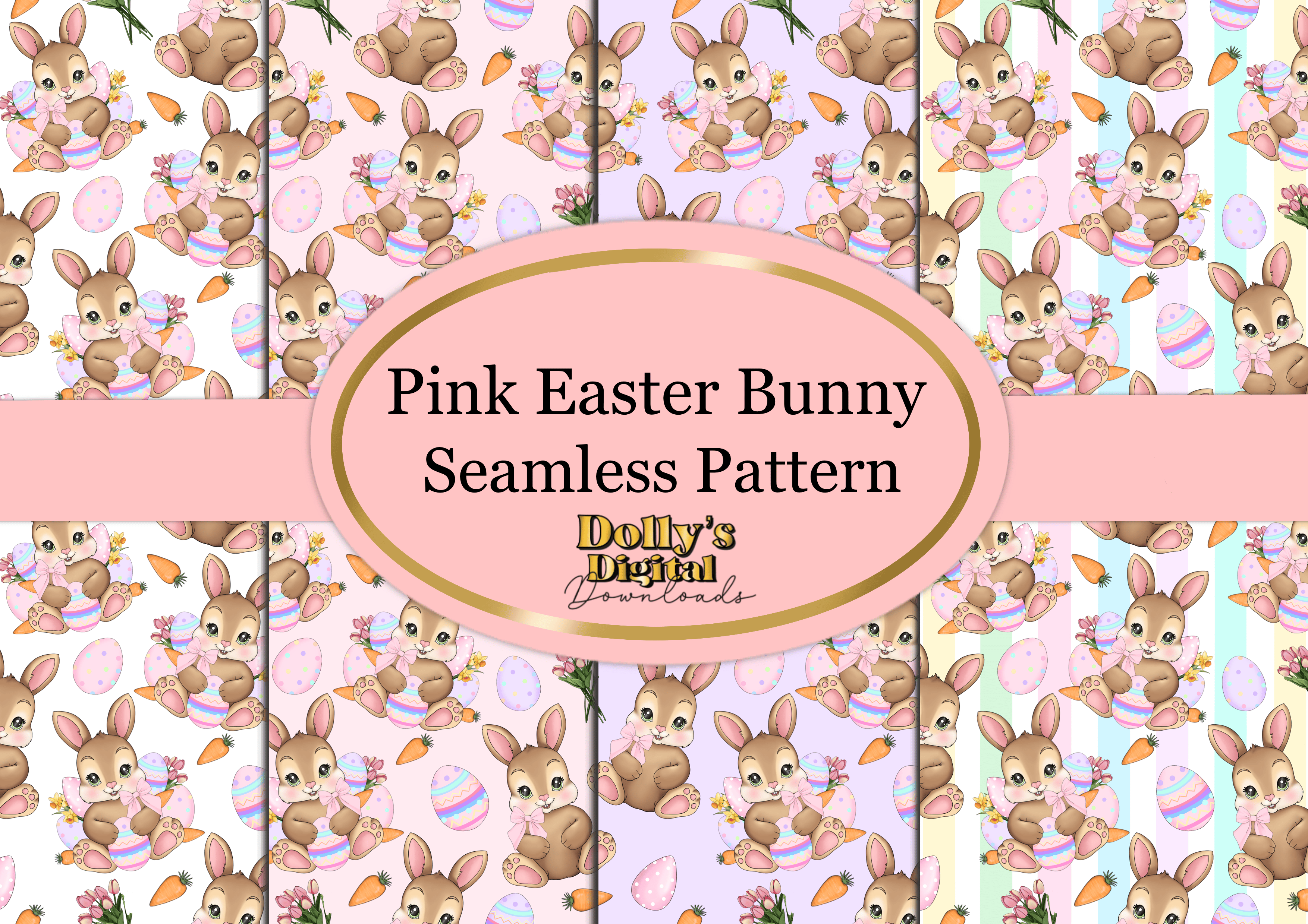 Pink Easter Bunny Seamless Patterns - Payhip