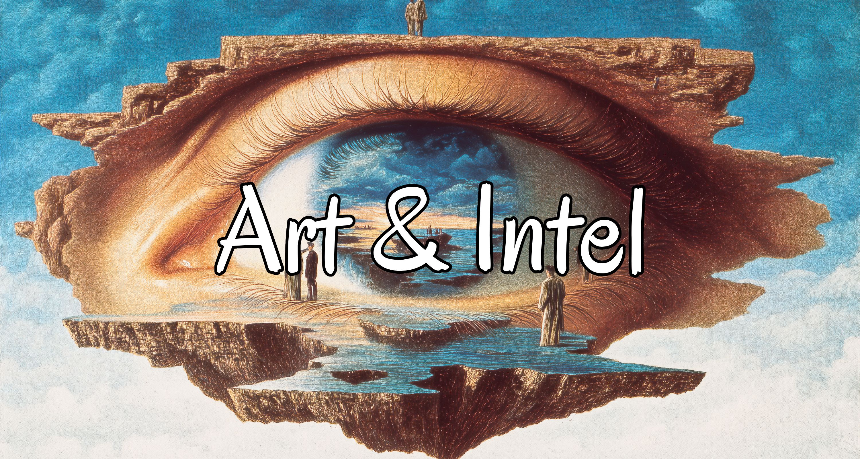 Art & Intel progressive rock music art. Surrealistic view of a large eye.