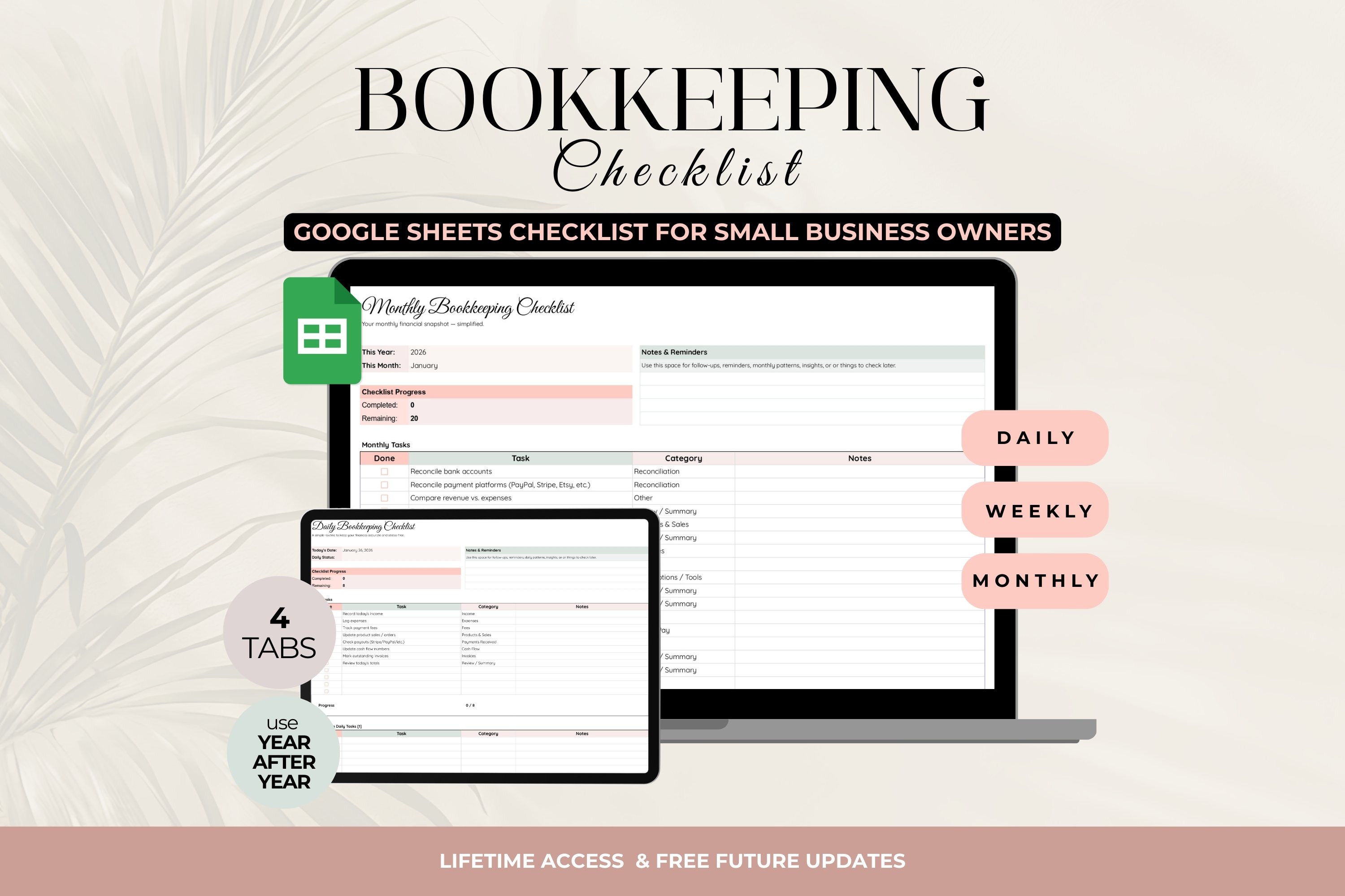Bookkeeping Checklist Google Sheets