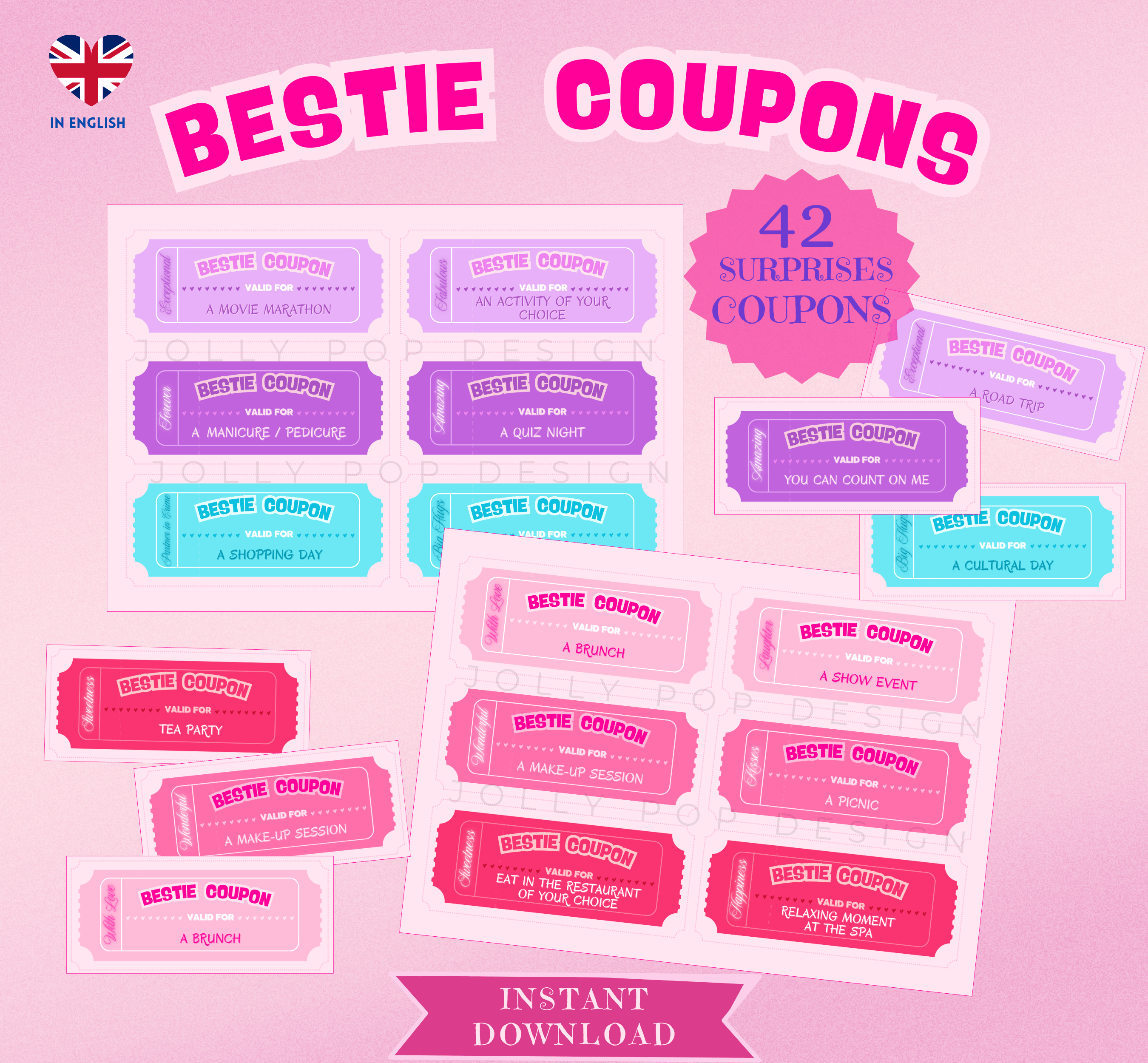 Best Friend Coupons - Printable BESTIE COUPONS in English - Payhip