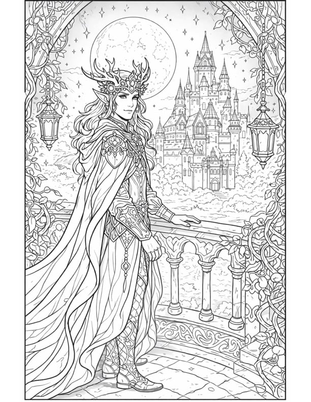 dark fae king court coloring page