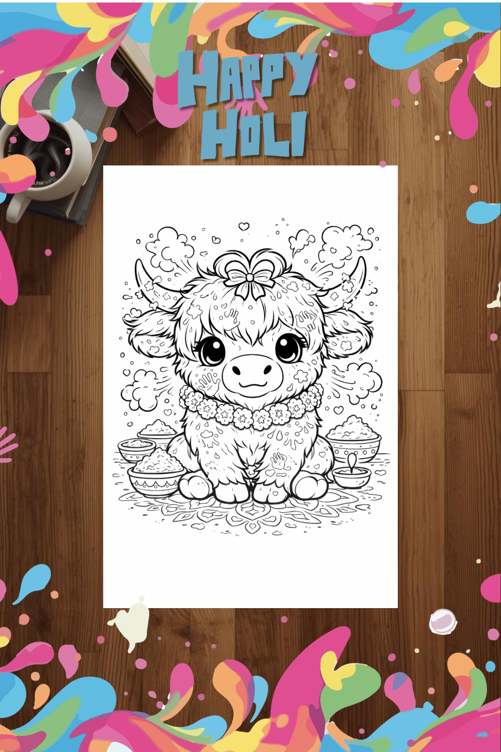 Holi coloring page