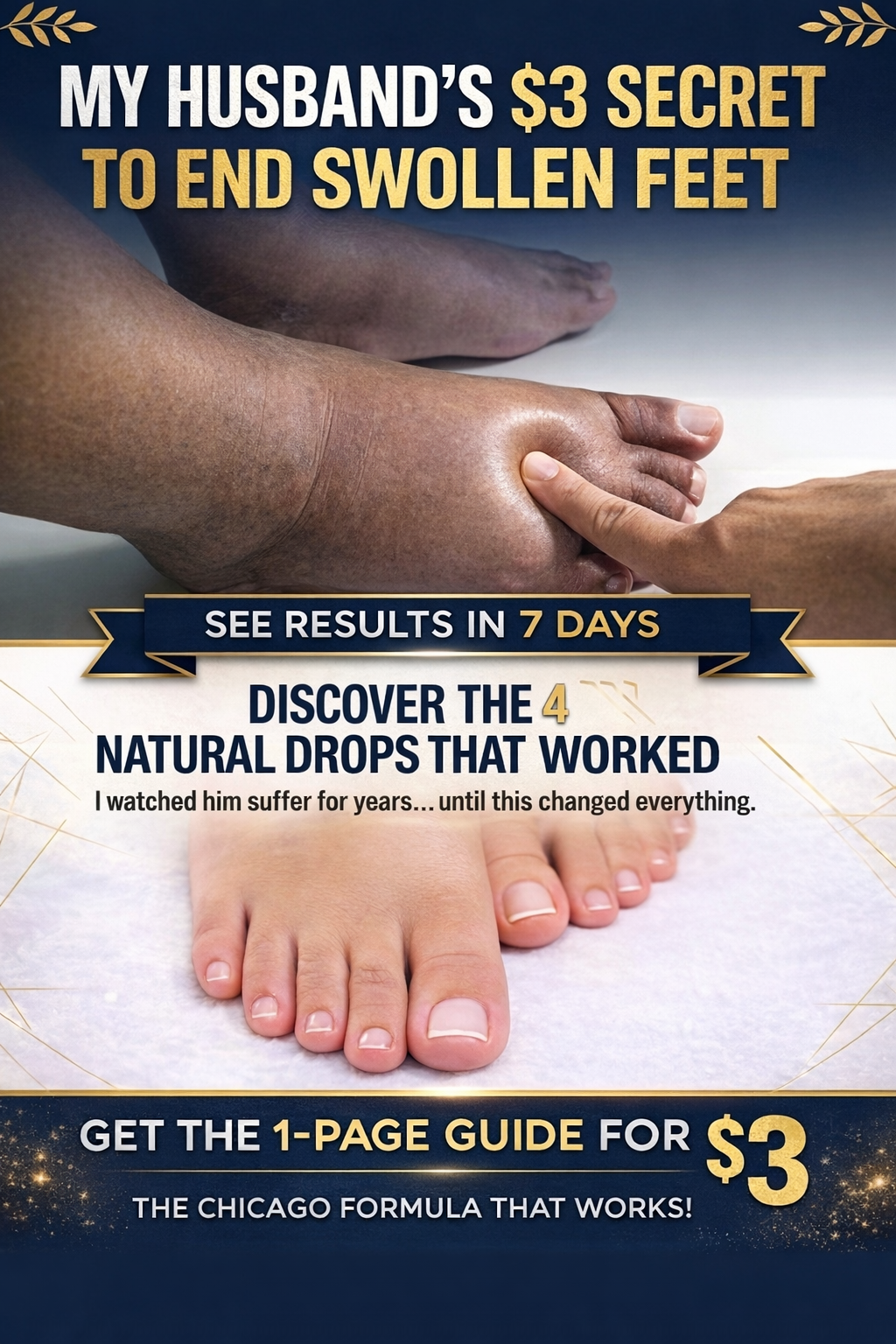 Swollen feet before and after natural treatment with simple home method