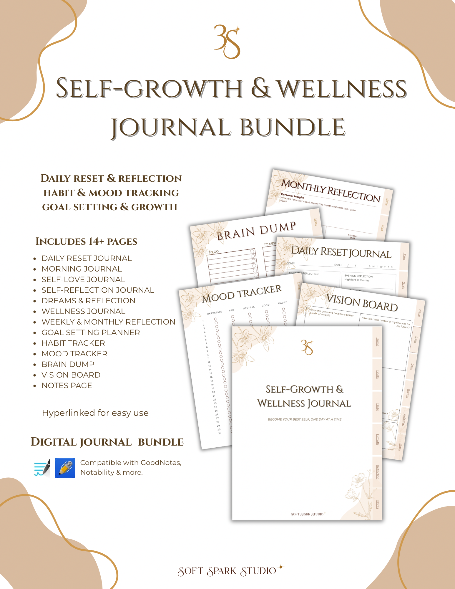 Life Reset Journal Bundle | Digital Planner for Self-Growth & Wellness ...