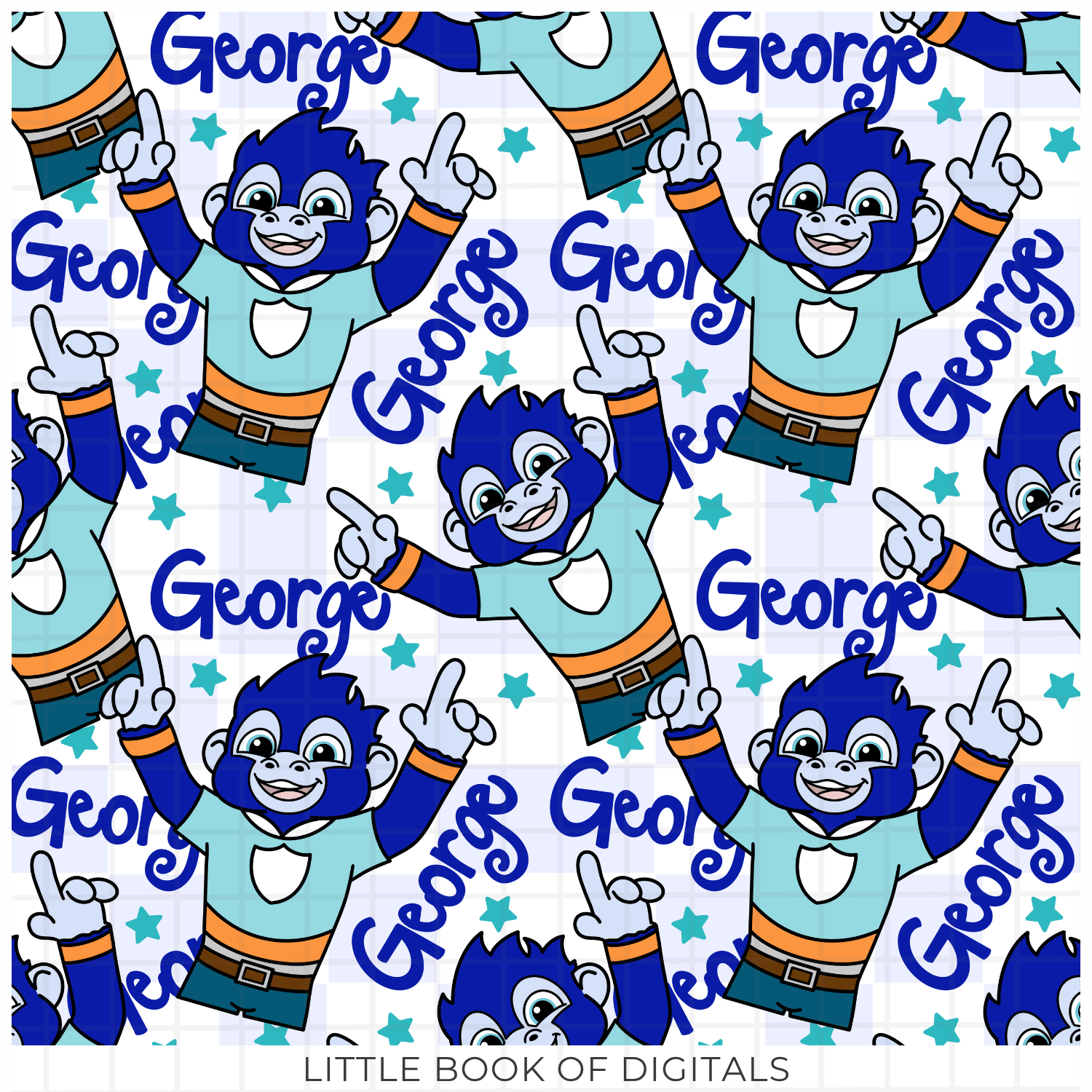 George Monkey Patch George Mascot Seamless Pattern - Payhip