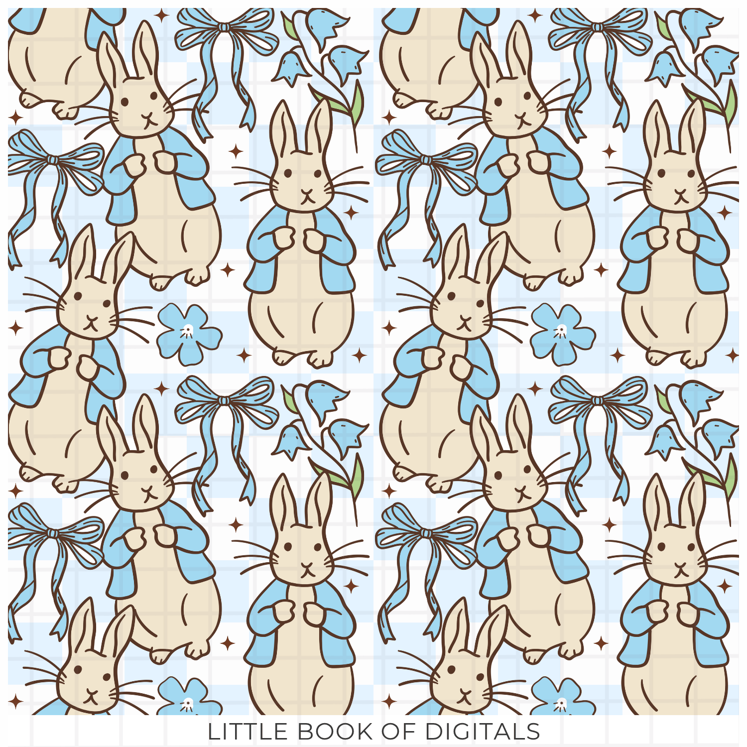 Blue Rabbit Pattern Desktop Background Blue Rabbit Seamless Pattern - Payhip