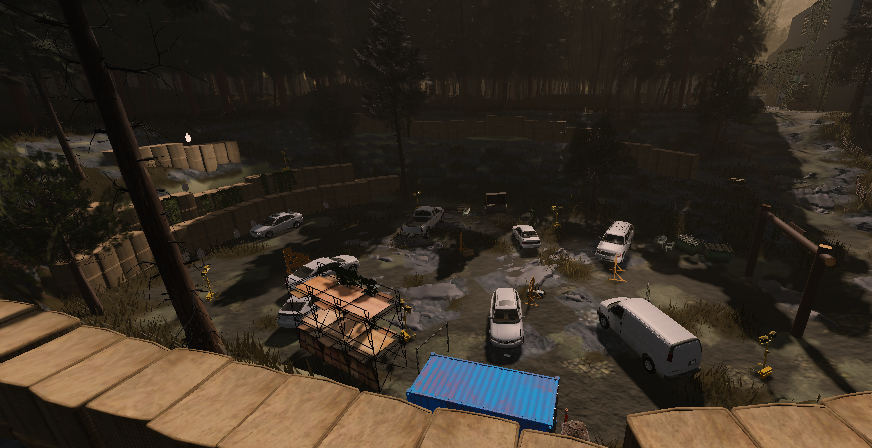 Strategic engagement area between ruined town structures