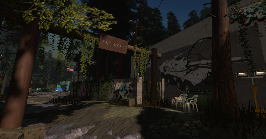 Atmospheric empty urban district in Roblox combat environment