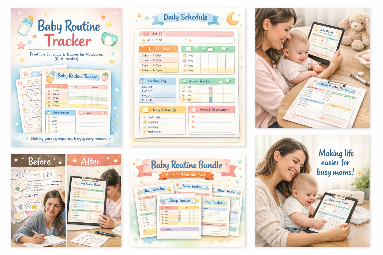 Baby Routine Tracker Printable | Newborn Schedule & Sleep Log | Mom ...