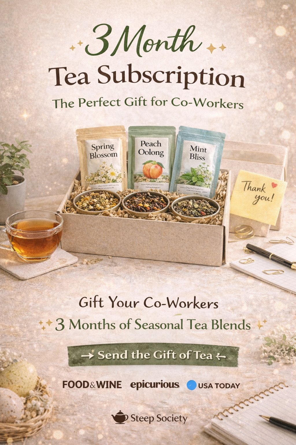 3 Month Tea Subscription, The Perfect Gift for Co-Workers