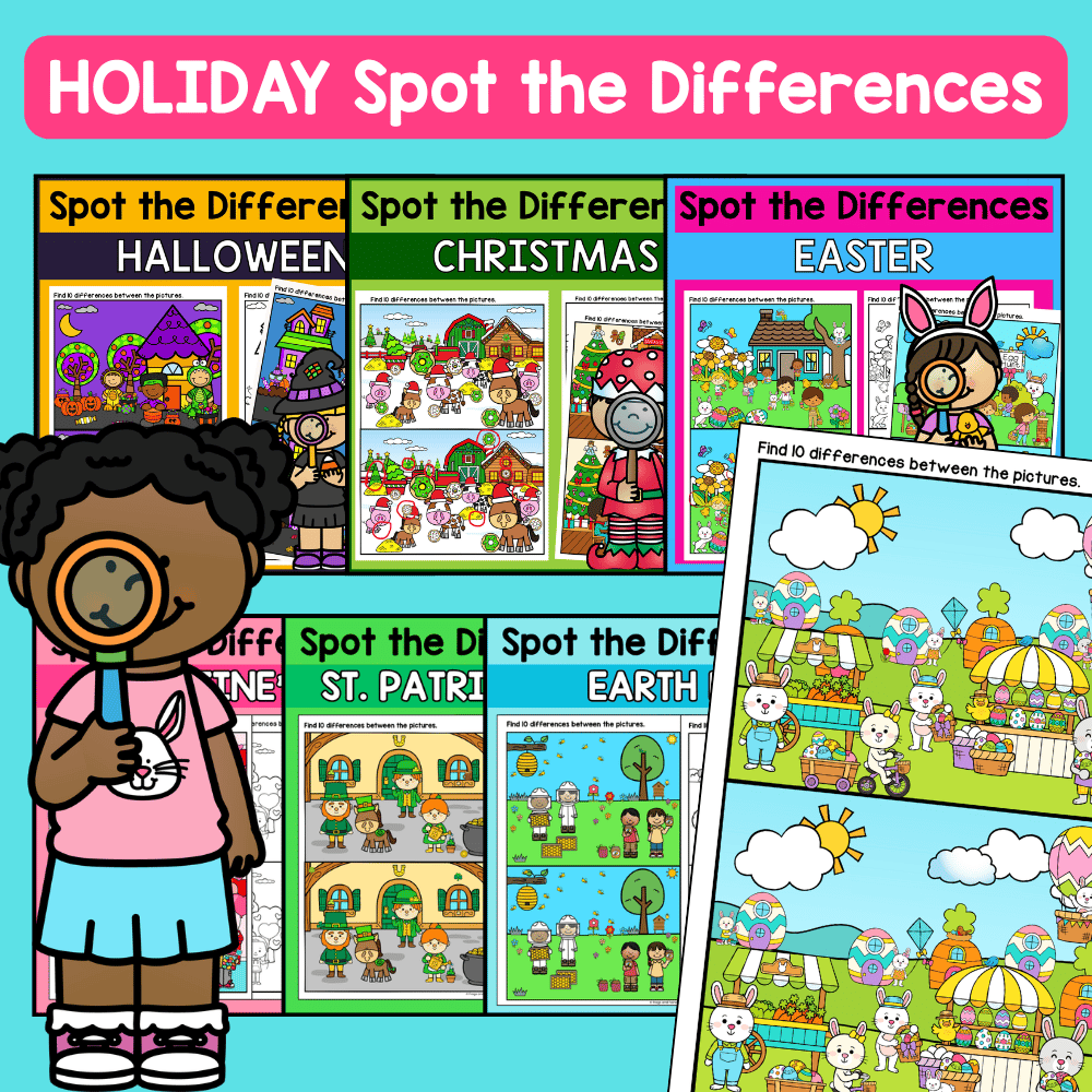 Holiday Spot the Difference Growing Bundle: No-Prep Visual Perception ...
