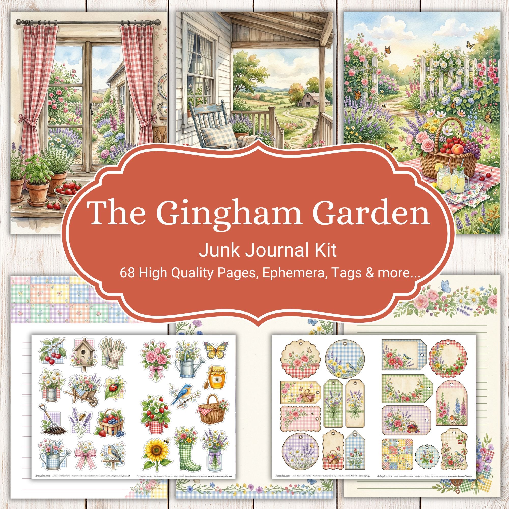 Gingham Garden Junk Journal Kit