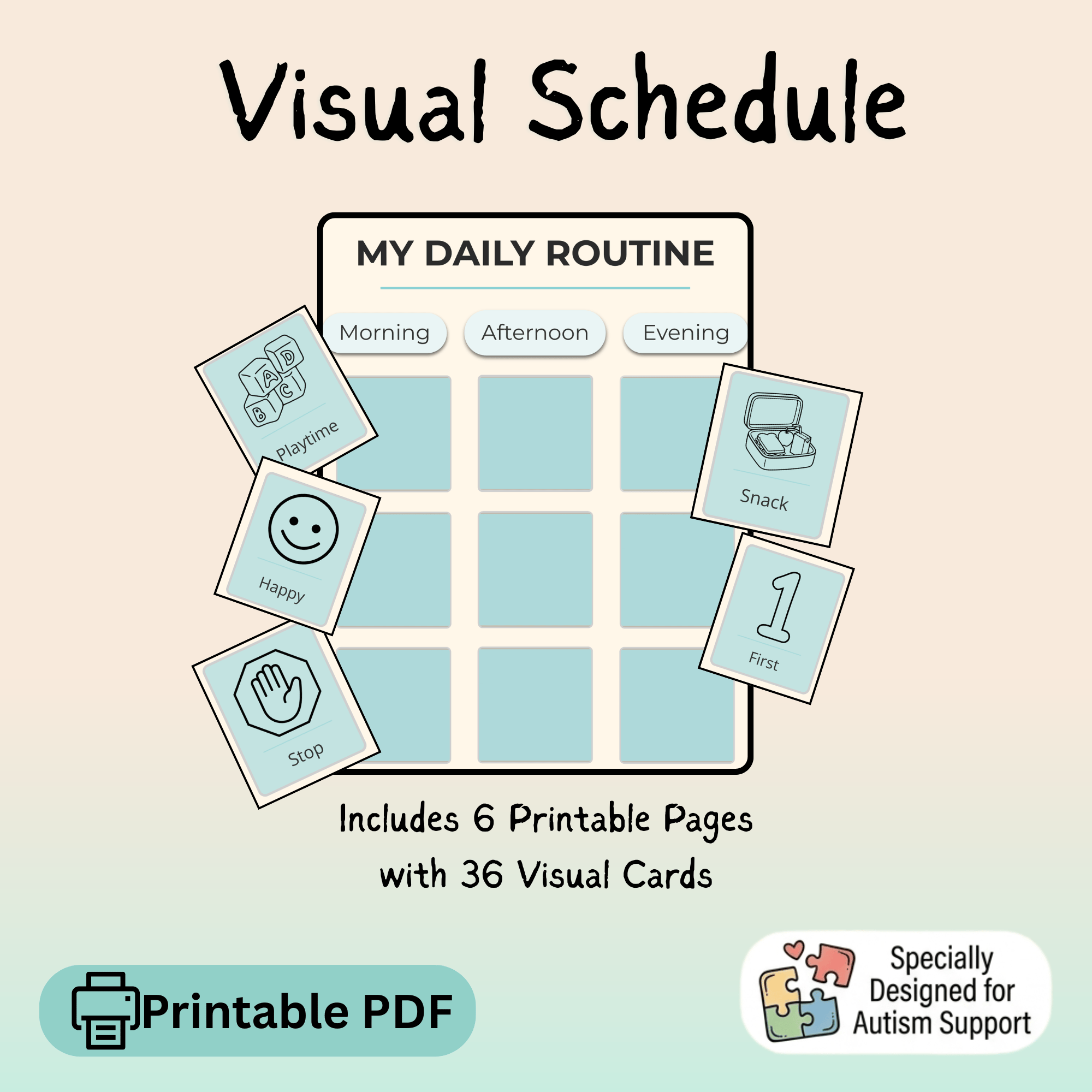 Autism Visual Schedule Printable | Kids Routine Cards PDF by JD Digital ...