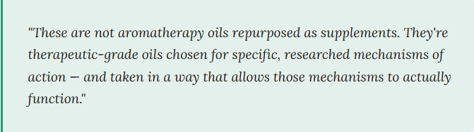 These are not aromatherpy oils, but therapeutic-grade oils