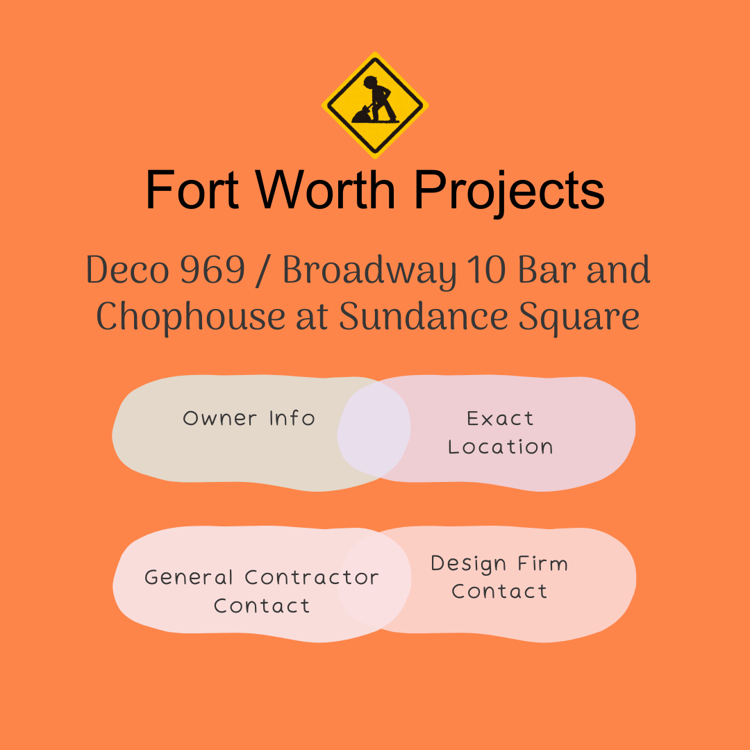 Construction companies who worked on the Deco 969 high-rise and Broadway 10 Bar and Chophouse project in Fort Worth.